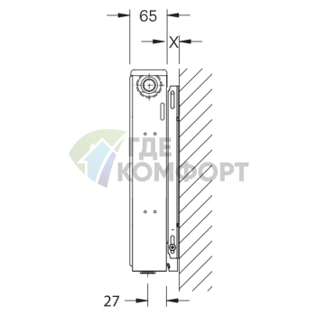 Радиатор стальной панельный Buderus Logatrend VK-Profil 11 500 800 - фото 3