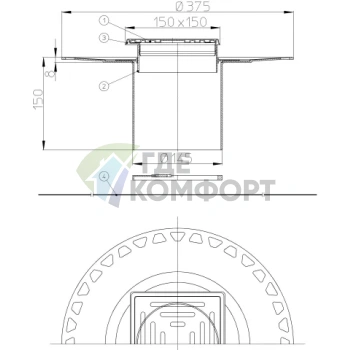 Надставной элемент-удлинитель HL370 с решеткой в подрамнике 150х150мм - фото 2