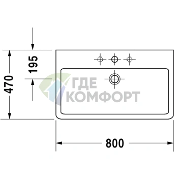 Раковина Duravit Vero для мебели с перел с 1 отврстием под смеситель 800x470мм Цвет Черный - фото 2