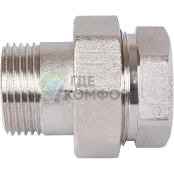 Разъемное соединение американка ВН 1, уплотнение под гайкой под гайкой, никелированное Stout - фото 3