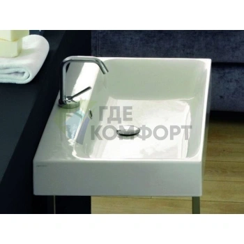 Раковина KERASAN Cento 60х45 с 1 отв подвесная-накладная белая с полотенцедержателем 410 мм фронтальным цвет хром (353101*1) - фото 4