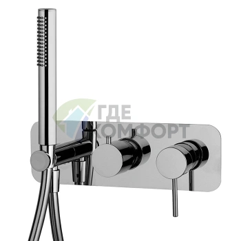 Встраиваемый смеситель для душа Carlo Frattini SPILLO UP: однорычажный, с переключением на 2 источника и ручным душем, хром (F3049NX2CR) - фото 1