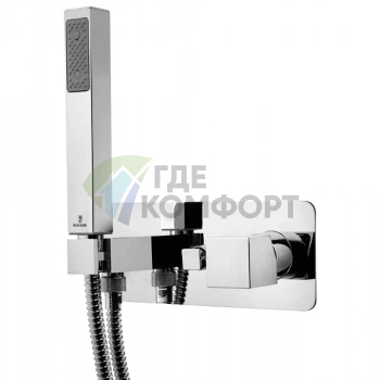 Встраиваемый смеситель для душа Bossini Cube с ручным душем и девиатором (хром) (Z005365.030) - фото 1