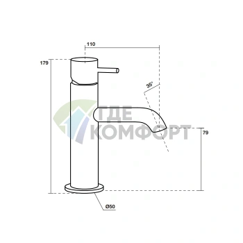 Kerasan Nolita: Однорычажный смеситель для раковины, черный матовый (922631 Nero matt) - фото 2