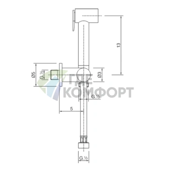 Гигиенический душ со шлангом 120 см и держателем CISAL в золотом цвете (CY00790024) - фото 2