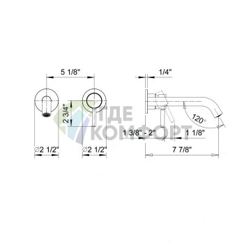Смеситель для раковины Fantini Nostromo встраиваемый двухвентильный цвет Gun Metal (50 P5 E811B) - фото 2