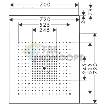 Потолочный душ AX ShowerHeaven 720x720 мм без подсветки в нержавеющей стали (10625800) - фото 2