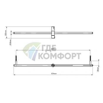 Душевая штанга TOTO с держателем, хром (VHC600) - фото 2