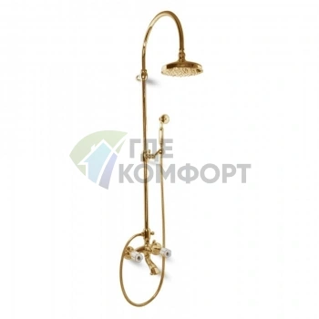 Смеситель для ванны Bongio Fleur Blanc с душем: золото и белый фарфор (11536OR0D) - фото 1