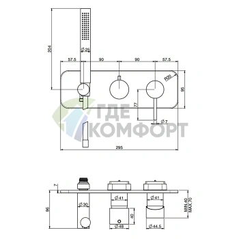 Встроенный смеситель для душа Carlo Frattini Spillo Up на 2 выхода с душевой стойкой, матовый черный (F3049NX2NS) - фото 2
