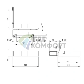 Настенный смеситель для раковины Fantini AK/25 Matt Gun Metal PVD (48P5T113B) - фото 2