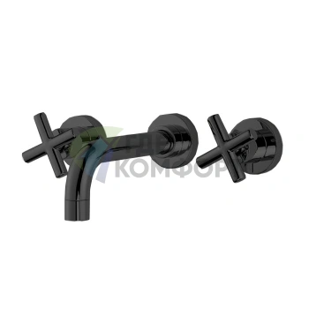 Смеситель для раковины FIMA Carlo Frattini Maxima настенный, 3 отверстия, черный матовый (F5321L/5NS) - фото 1