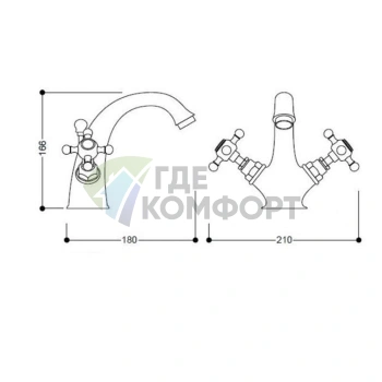 Смеситель для раковины Kerasan Retro в стиле ретро, бронза с гибкой подводкой (738993 br) - фото 2