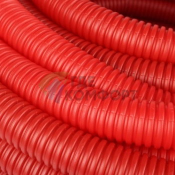 Труба гофрированная из полиэтилена 32 для труб диаметром 27, красная бухта 50 м Stout - фото 4