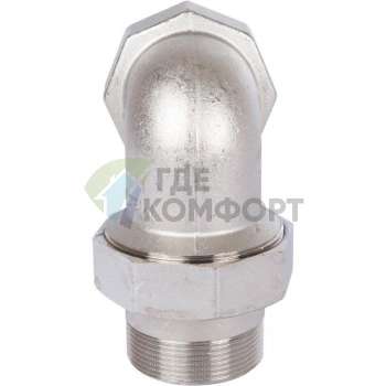 Разъемное угловое соединение американка ВН 2, уплотнение под гайкой o-ring кольцо, никелированное Stout - фото 2