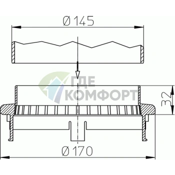 Дренажный фланец HL160 для приёма потока воды - фото 2