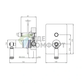 Смеситель для душа Bossini Liberty встраиваемый с 2-позиционным девиатором, матовый никель (Z00066.094) - фото 2