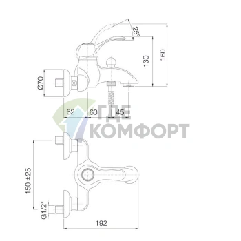 Смеситель для ванны FIMA|Carlo Frattini настенный хром (F3304/1CR) - фото 2