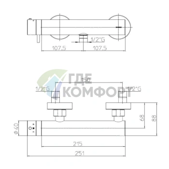 Смеситель для душа Bossini Oki наружный 1/2, никель шлифованный (Z005131.094) - фото 2