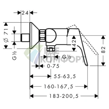 Смеситель для душа Hansgrohe Focus E2: настенный, хром - фото 4