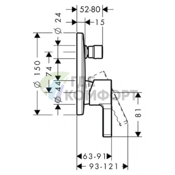 Смеситель Hansgrohe Metris S для ванны с душем - фото 2