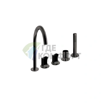 Смеситель для ванны Fantini Venezia с ручным душем, 5 отверстий, излив 175 мм, матовый Gun Metal (29 P5 N465S) - фото 1