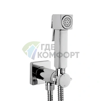 Гигиенический душ BOSSINI CUBE с металлической лейкой, шлангом и смесителем в цвете хром (E38001B.030) - фото 1