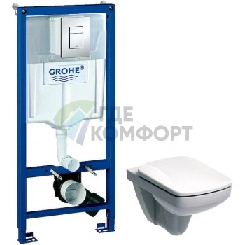 Комплект для скрытого монтажа: инсталляция Grohe Rapid SL, унитаз IFO Special и крышка-сиденье с микролифтом