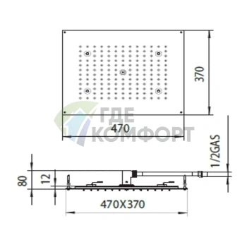 Верхний душ BOSSINI DREAM-RECTANGULAR 47x37 см с хромированным покрытием и RGB-подсветкой (H37450.030) - фото 2