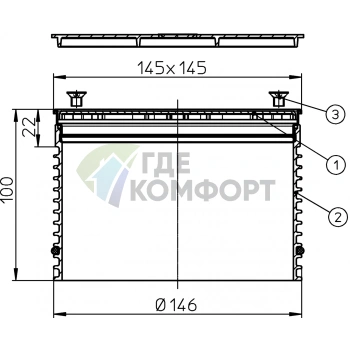 Надставной элемент HL3911 для тарпов HL3100 и HL5100 с решеткой 138x138мм - фото 2