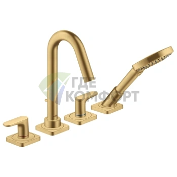 Смеситель AX Citterio M для установки на край ванны в цвете шлифованное золото (34444250) - фото 1