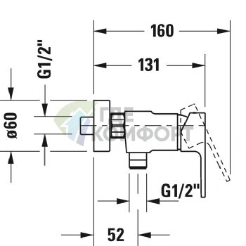Настенный смеситель для душа Duravit B.3 в хроме (B34230000010) - фото 2