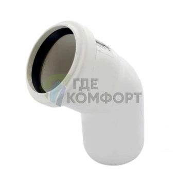 Отвод канализационный Raupiano Plus 50х45° REHAU (РЕХАУ - 11211141001) - фото 1