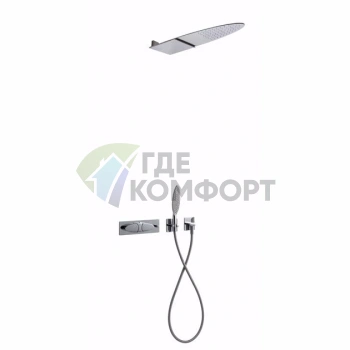 Двойной встроенный смеситель для душа FIMA|Carlo Frattini Eclipse с каскадным верхним душем и комплектом, хром (F3908X3CR) - фото 1