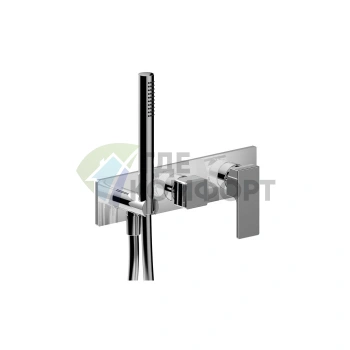 Встраиваемый смеситель для душа Fantini Mint на 2 выхода с ручным душем, нержавеющая сталь (34 93 F784B) - фото 1