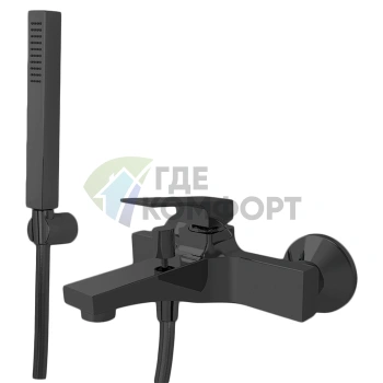 Настенный смеситель для ванной FIMA | Carlo Frattini Fit с душевым комплектом, черный матовый, излив 170 мм (F3384NS) - фото 1