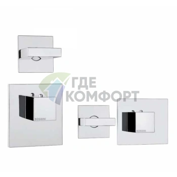 Термостат для душа Bossini Rectangular встраиваемый с девиатором и вертикально-горизонтальной установкой (хром) (Z033201.030) - фото 1