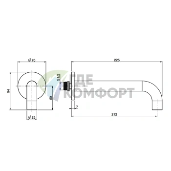 Излив для настенного монтажа FIMA|Carlo Frattini 207 мм, цвет браш черный хром (F2929CS) - фото 2