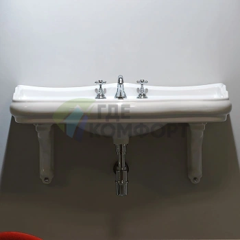 Раковина Kerasan Waldorf керамическая 60х55см c 1 отверстием под смеситель белая с пьедесталом цвет заглушки-хром - фото 4