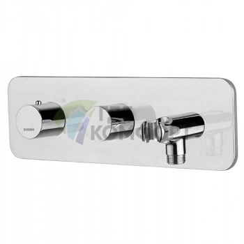 Термостат Bossini Oki высокой пропускной способности с девиатором на 2 выхода и водорозеткой, подключение 3/4, хром (Z005350.030) - фото 1