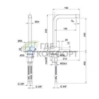 Смеситель для раковины Fantini AF/21: матовый натуральный стальной, 1 отверстие, без донного клапана (27 93 A006WF) - фото 2