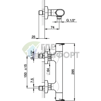 Термостатический смеситель для душа LineaViva: Идеальная температура и стильный хром (LVT0101021) - фото 2