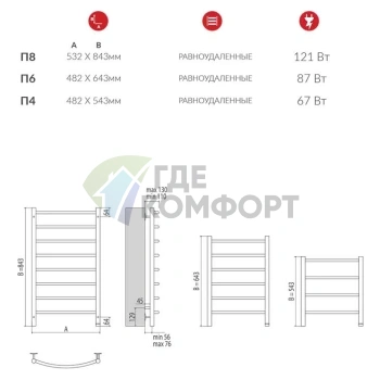 Полотенцесушитель электрический Terminus Классик 32/20 П4 450x500 - фото 3