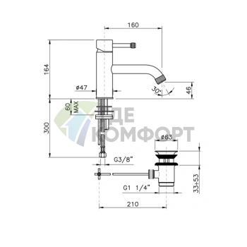 Смеситель для раковины Nicolazz Olympus с донным клапаном, хром (3722CR) - фото 2