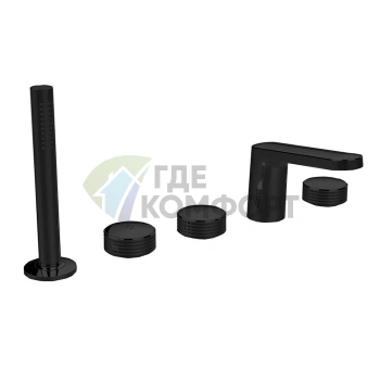 Смеситель для борта ванны FIMA Carlo Frattini Texture с ручным душем, черный матовый (F5614HNS) - фото 1