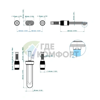 Настенный смеситель для раковины THG Corvair Fior di Bosco с двумя вентилями в полированном золоте (U8K-F01-40SGB) - фото 2