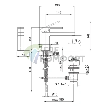 Смеситель для раковины Fantini AR/38 хром, 1 отверстие, с донным клапаном (38 02 3303SF) - фото 2