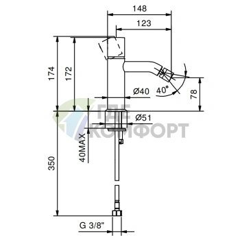 Смеситель для биде Fantini Nostromo без донного клапана в цвете Matt Gun Metal PVD (50 P5 E908WF) - фото 2