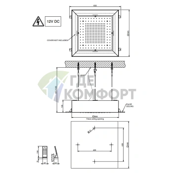 GESSI AFILO: встраиваемая душевая система с тропическим ливнем и хромотерапией (57501#279) - фото 2