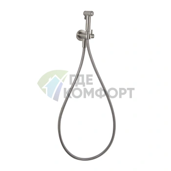 Гигиенический душ FIMA Carlo Frattini Spillo Steel с запорным вентилем, шлангом 1200 мм и держателем (INOX) (F2952INOX) - фото 1